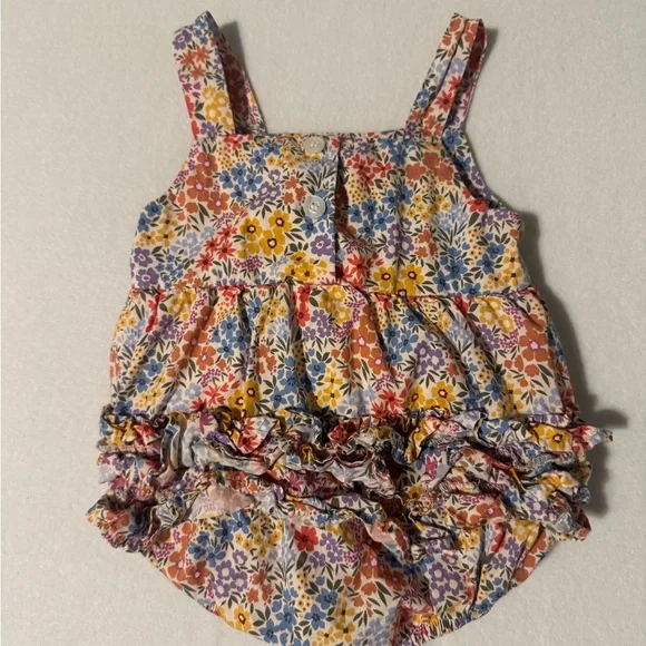 Floral Baby Romper with Red Bow - Picture 5 of 5